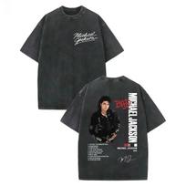 Michael Jackson „This Is It“ Retro Eras Tour Stiliaus Koliažas Rūgštiniu Plovimu Unisex Sunkus Medvilninis Oversized Gatvės Stiliaus Marškinėliai S gray