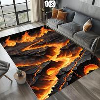 3D Ugnikalnio Uolienų Kilimas Kilimėlis Namų Dekoras Svetainė Miegamasis Grindų Dekoras Ugnikalnio Magmos Dizainas Neslystantys Kilimėliai Miegamojo Dekoras 80x120cm orange