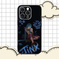 J-Jinx A-Arcane telefono dėklas, skirtas iPhone 16e,16,15,14,13,12,11,Pro,X,XS,Max,XR,Plus,Mini, minkštas juodas dangtelis iPhone12 black