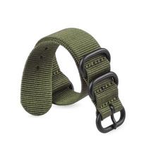 NATO sutirštinta nailoninė laikrodžio apyrankė su Zulu penkių žiedų juodu sagtimi - 20/22/24mm 22 mm žalia