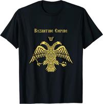 Bizantijos imperijos dvigalvis erelis Konstantinopolis Unisex marškinėliai trumpomis rankovėmis Laisvalaikio medvilniniai apvalia kaklo iškirpte Vasariniai marškinėliai 4XL black