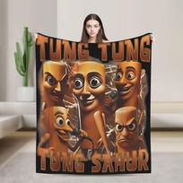 Soft Blanket 67 Meme Italian Brainrot Tung Tung Sahur Six Seven Throw Blanket  Flannel Bedspread For Home Decor Sofa Bed Cover 75x90cm
