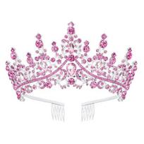 Bridal Crown Tiara Princess Queen Fairy Bridal Headpiece Wedding Crown Alloy Rhinestone Birthday Party Prom Gift rožinė