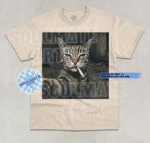 Gangster Cat T-Shirt Funny Hilarious Cat Lover Meme Joke Graphic Unisex Shirt 2XL gray