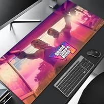 Rockstar Gta Grand Theft Auto Pelės padelis Animacinis Užrakintas kraštas Didelis žaidimų padelis Kompiuterio Žaidėjo Klaviatūros kilimėlis Stalo Pelės padelis PC Stalo Pa 40x80x0.2cm pink