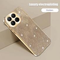 Prabangus Blizgus Banguotas PU Odos Telefonų Dėklas Xiaomi 17T Pro 17 Pro 15T Pro Metalizuotas Minkštas Rėmelis Atsparus Smūgiams Apsauginis Dangtelis Xiaomi 15 Pro auksas