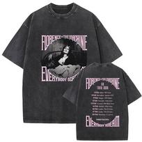 Vintažiniai plauti Florence + The Machine Everybody Scream Tour 2026 T-shirtai Vyrams Moterims Gotikiniai Hip Hop Punk Trumpomis Rankovėmis T-shirtas S gray