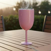Stiklinė vynui su koteliu Nerūdijančio plieno Vakuuminė izoliacija Skaidrus dangtelis Puodelis Baltas Pink gray