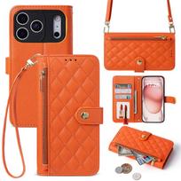 Kryžinė piniginė Kortelių laikiklis Odinis telefono dėklas IPhone 17 Air 16e 16 Plus 15 Pro Max 14 13 Pro Telefonui su dirželiu Apsauginis dangtelis iPhone 16 Pro oranžinė