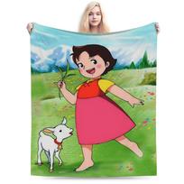 Heidi Blue Sky Alpine Picnic Scene Blankets Travel Flannel Throw Blanket For Living Room Warm Soft Quality Bedspread Gift Size: 75*100cm, Weight: 280 GSM blue