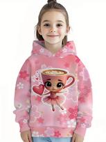 Cappuccina Ballerina Funnu Italian Brainrot Meme Girl Clothes Hoodies Autumn Winter Long Sleeve Sweatshirts Casual Children Tops 160 pink