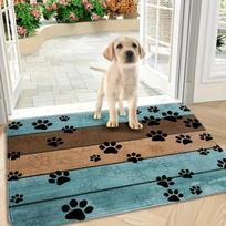 Soft & Absorbent Dog Paw Print Mat - Rectangular Pet Mat With, Quick-Dry, Ideal for Entryway, Bathroom, Kitchen, Living Room, Office Decor 43X120CM white