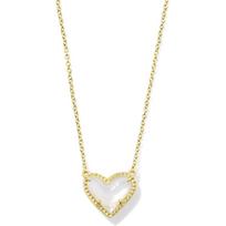 Kendra Scott Ari Širdelės formos reguliuojamo ilgio pakabukas karoliai moterims, Madingi papuošalai IVORY MOTHER OF PEARL beige