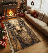 Plaunamas rustic stiliaus elnio rašto kilimas neslystantis kotedžo svetainės kilimai 50x80cm brown