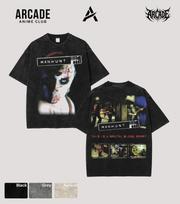 Arcade Anime Manhunt PS2 Unisex Acid Washed T-Shirt, Graphic Tee Wash XL įvairiaspalvis