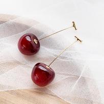 Saldūs raudonųjų vyšnių auskarai moterims Madingi subtilaus vaisių dizaino kabantys auskarai Vestuvės vakarėlis Korėjietiški ausų papuošalai Dovana gray