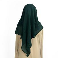 Moterų S dydžio trijų sluoksnių šifono khimar, reguliuojamas, vienspalvis, etninis šalis OneSize žalia