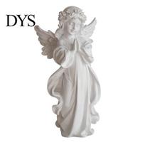 Winged Fairy Figurine Prayer Angel Rein Guardian Statue White Decorative Girl Sculpture Home Office Bookshelf Desktop Decoration Ornament Decor M white
