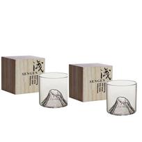 2/1Pcs 175ml New Fuji Whiskey Glass Rocks Bottom Raised Ice Mountain Shape Glass Cup Tumbler for Drink Tea Liqueur XO Wine Cup beige