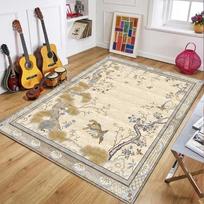 Vintažinis rytietiškas gervės ir kraštovaizdžio kilimas, tradicinio japoniško meno grindų kilimas svetainei, miegamajam, patvarus neslystantis kilimėlis 80X120CM beige