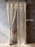 Didelis kutas Rankomis austas makramė Medvilninis durų užuolaida gobelenas Sienos dekoracija Boho Dekoras Bohemietiškos vestuvės Fonas Gobelenas gray