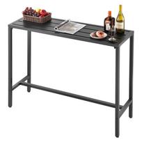 VEVOR Lauko baro stalas, 120 x 37,5 cm Terasos baro stalas, Vandeniui atsparus stalviršis ir tvirtas metalinis rėmas, Stačiakampiai stalai iki skaitiklio aukščio 120 x 37.5 x 98 cm