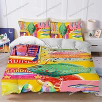 Sardines Fish Art Duvet Cover Set Home Style Bedding Soft Laundry Cotton Bed Four Seasons Student Dormitory Home Textileextile96 135x200cm yellow