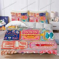 Sardines Fish Art Duvet Cover Set Home Style Bedding Soft Laundry Cotton Bed Four Seasons Student Dormitory Home Textileextile96 135x200cm pink