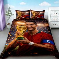 Cristiano Ronaldo Duvet Cover Football CR7 Bedding Set for Comfortable and Breathable Bedroom Fan Gifts Queen King EU Single 135*200cm/53x79in 3pcs brown