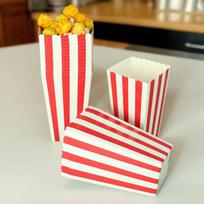 20Pcs Striped Popcorn Boxes Candy Box Packaging Box Party Birthday Movie Theater Shopping Mall red