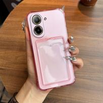 Shockproof Clear Casing for Xiaomi Redmi A5,POCO C71 with Cardholder Case POCO C71 rožinė