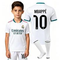 Vaikų sportiniai marškinėliai Real Madrid Mbappe Futbolo marškinėliai Kvėpuojantys greitai džiūstantys Futbolo apranga Berniukams Mergaitėms Lauko Gimtadienio Dovana Balti 130-140 CM balta