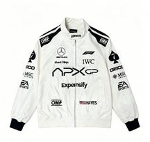 Individualizuojamas retro lenktynininko kostiumas Medvilnės siuvinėjimas Motociklininko striukė S white