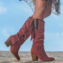 Retro moteriški batai su kutais Vakarų kaubojiški batai Nauji metaliniai sagčiai Smailūs aukšti batai Suede Storesnis kulnas Moteriški batai Botas Mujer 39 brown