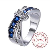 925 svarų sterlingų sidabro papuošalai Vintažiniai kristaliniai poros vestuviniai sidabriniai žiedai moterims vyrams Mada Sidabrinis žiedas Bijoux 9 oranžinė