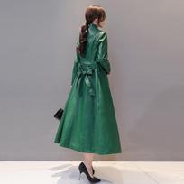 Naujas rudeninis odinis paltas moteriškas prailgintas odinis vėjo neperšaunamas apykaklė Slim Fit moteriškas korėjietiškas odinis paltas XL black