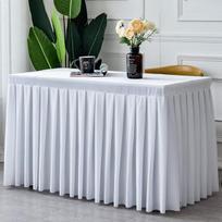 Aksominė staltiesė stačiakampė konferencijų parodų stalo uždangalas balta / juoda stalo sijonas vestuvių renginiui vakarėliui stalo dekoras 100x40x75cm balta