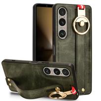 Prabangus apyrankės odinis stovo dėklas, skirtas Sony Xperia 1 10 VI 5 V IV III su žiedo atidarytuvu, ypač plonu smūgiams atspariu apsauginiu dangteliu Sony Xperia 1 V žalia