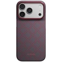 Dėklas PITAKA Edge Argyle MagSafe, skirtas iPhone 18 Pro / 17 Pro, mėlynas-raudonas