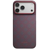 Dėklas PITAKA Edge Argyle MagSafe, skirtas iPhone 18 Pro Max / 17 Pro Max, mėlynas-raudonas