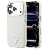 Dėklas Guess Grained Triangle Logo MagSafe, skirtas iPhone 18 Pro Max / 17 Pro Max, smėlio spalvos