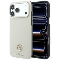 Guess Grained Round Strass Logo MagSafe dėklas, skirtas iPhone 18 Pro / 17 Pro – smėlio spalvos