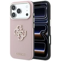 Guess Grained & Big Resin Logo dėklas, skirtas iPhone 18 Pro Max / 17 Pro Max – rožinis