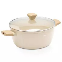 Puodas su keramine danga, smėlio spalvos, 28 cm, 6,6 l