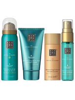 Rinkinys Rituals: The Ritual of Karma dušo putos 50 ml + The Ritual of Karma blizgantis kūno aliejus 30 ml + The Ritual of Karma drėkinamasis kūno kremas 70 ml + The Ritual of Karma plaukų kvapo purškiklis moterims, 20 ml