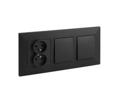 Legrand-Dvigubas vienpolinis jungiklis Nr. 1 ir dviguba namų rozetė 250V/16A NILOE STEP