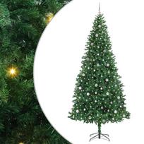 Dirbtinė Kalėdų eglutė su LED lemputėmis ir rožiniais burbulais, 300 cm