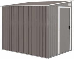 Outsunny Metalinis įrankių namelis 2,81 m² 154x206,5x181 cm, įrankių laikymo patalpa su vienšlaičiu stogu ir pamatu
