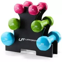 MARBO UpForm vinilinių fitneso hantelių rinkinys su stovu, 12 kg