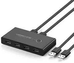 UGREEN Switch box 2x USB-A to 4x USB-A 2.0 - Juodas
